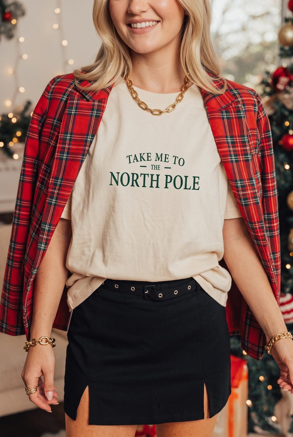 Take Me To The North Pole Ivory Mock Neck Tee by Southern Bliss Company – view 4
