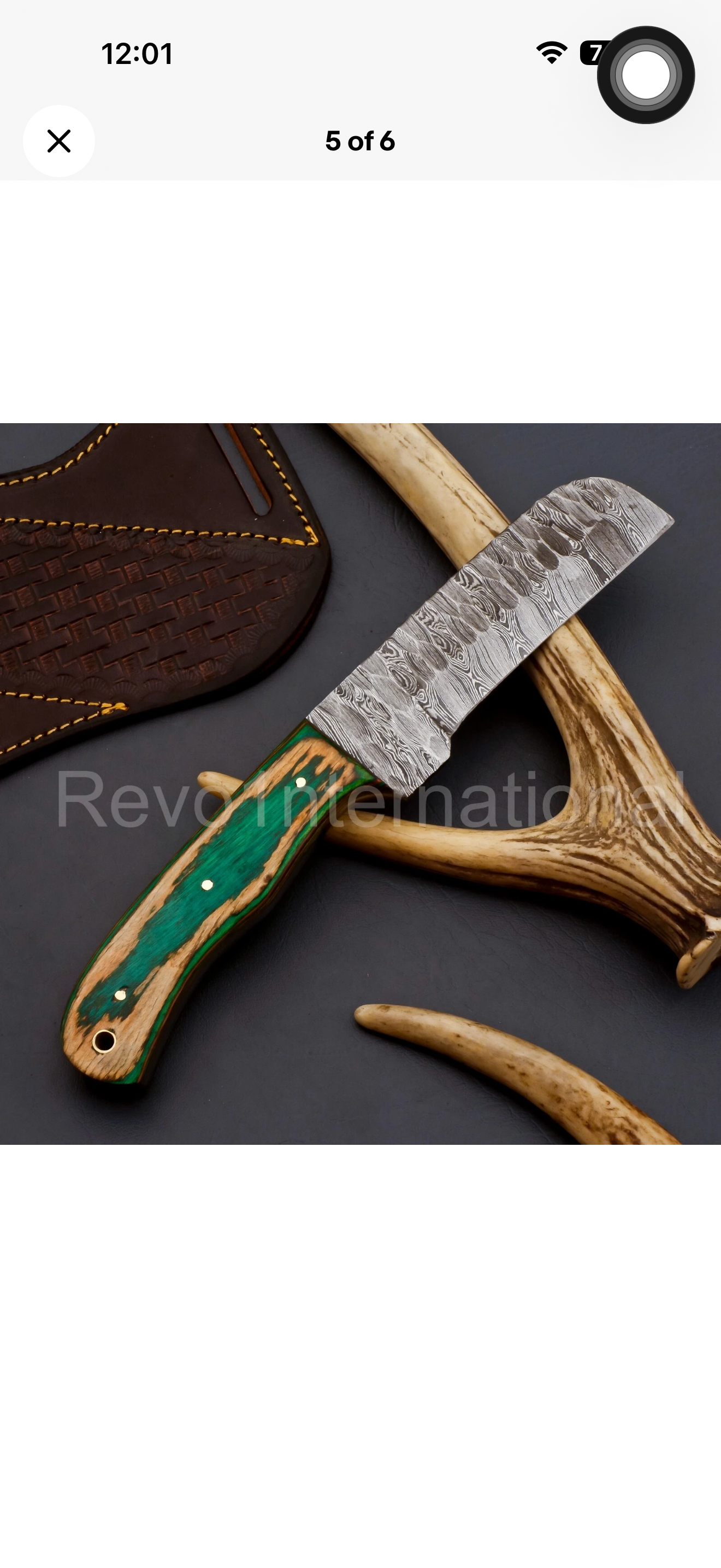 Wawona Cowboy Bull Cutter Knife with Squared Damascus Blade
