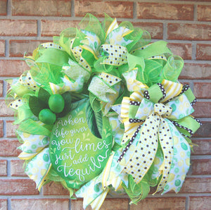 Tequila Lime Summer Wreath | Citrus Front Door Decor handmade by Bouge Creations