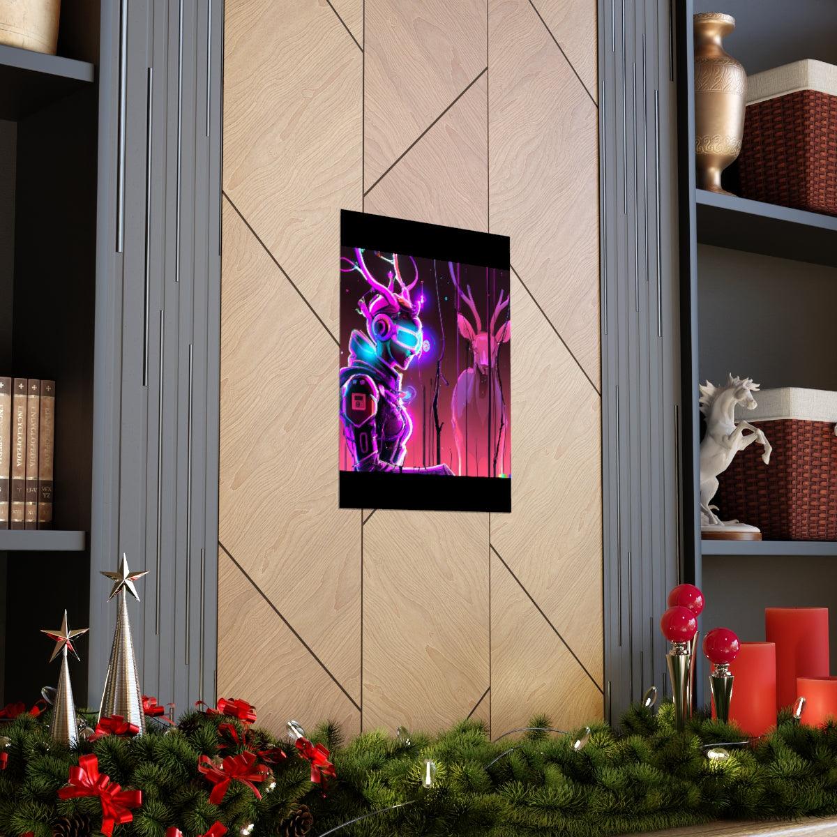 futuristic woman and deer Posters