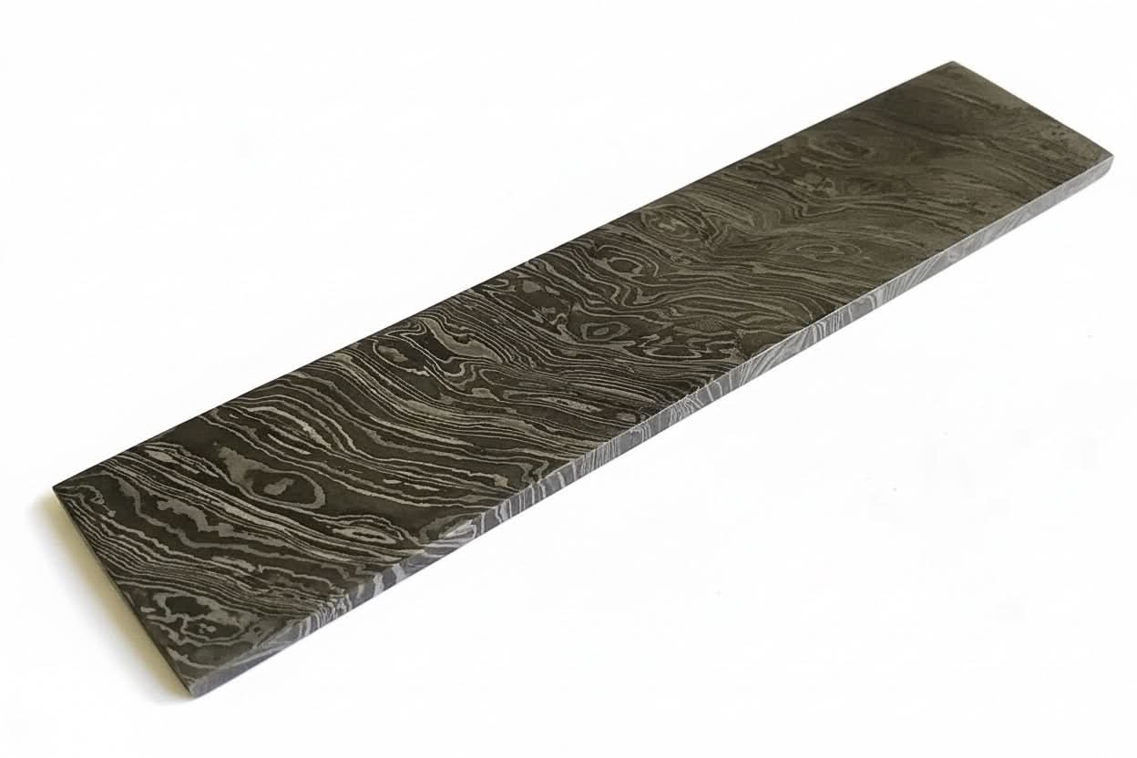 8 Inch Firestorm Pattern Damascus Steel Billet Bar Blank for Custom Knife Making by JW SteelCrafts, Damascus knife detail photo 2