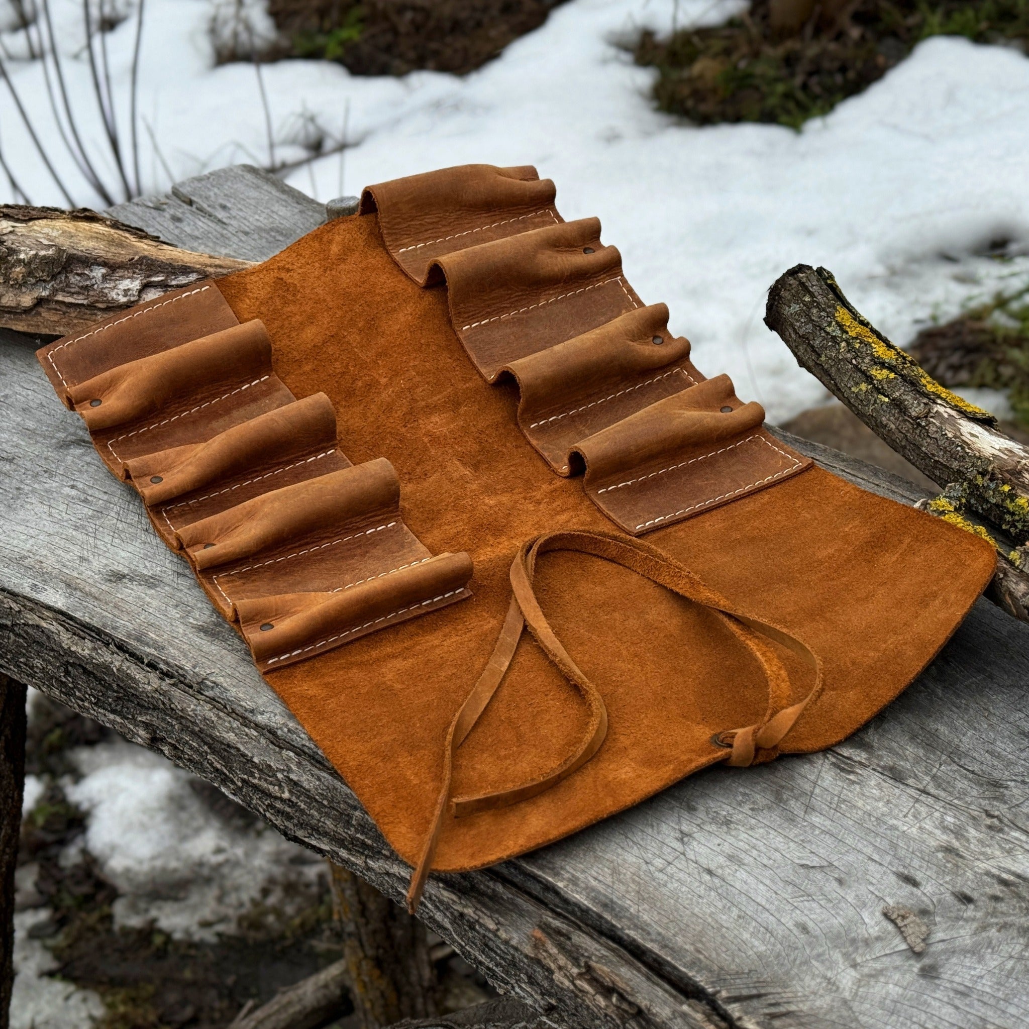 8 Pocket Leather Tool Roll