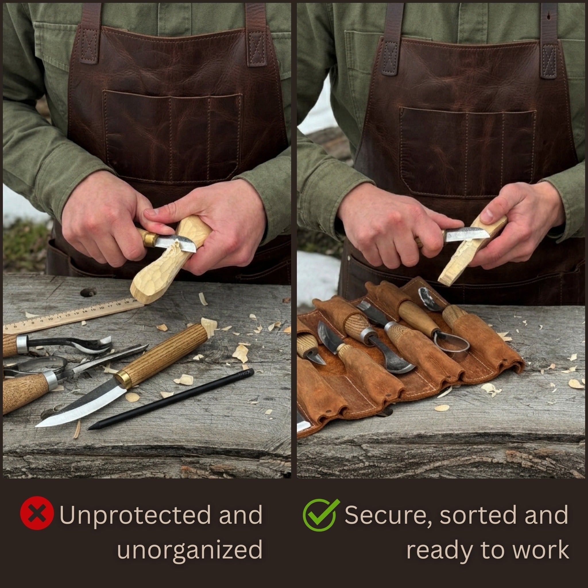 8 Pocket Leather Tool Roll