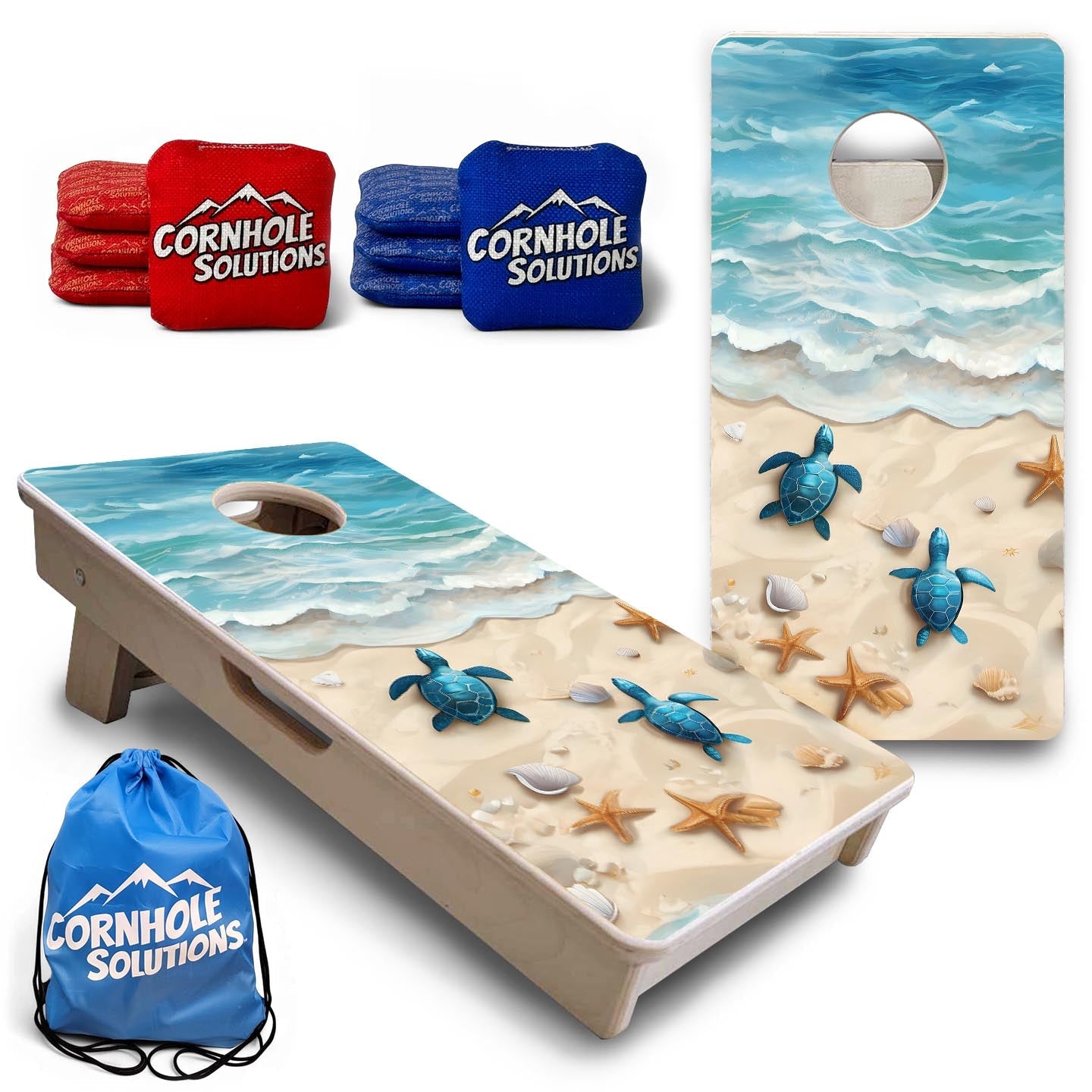 Sea Turtle Shores - Mini or Vacation Size Cornhole Boards by Cornhole Solutions, custom cornhole board main product photo