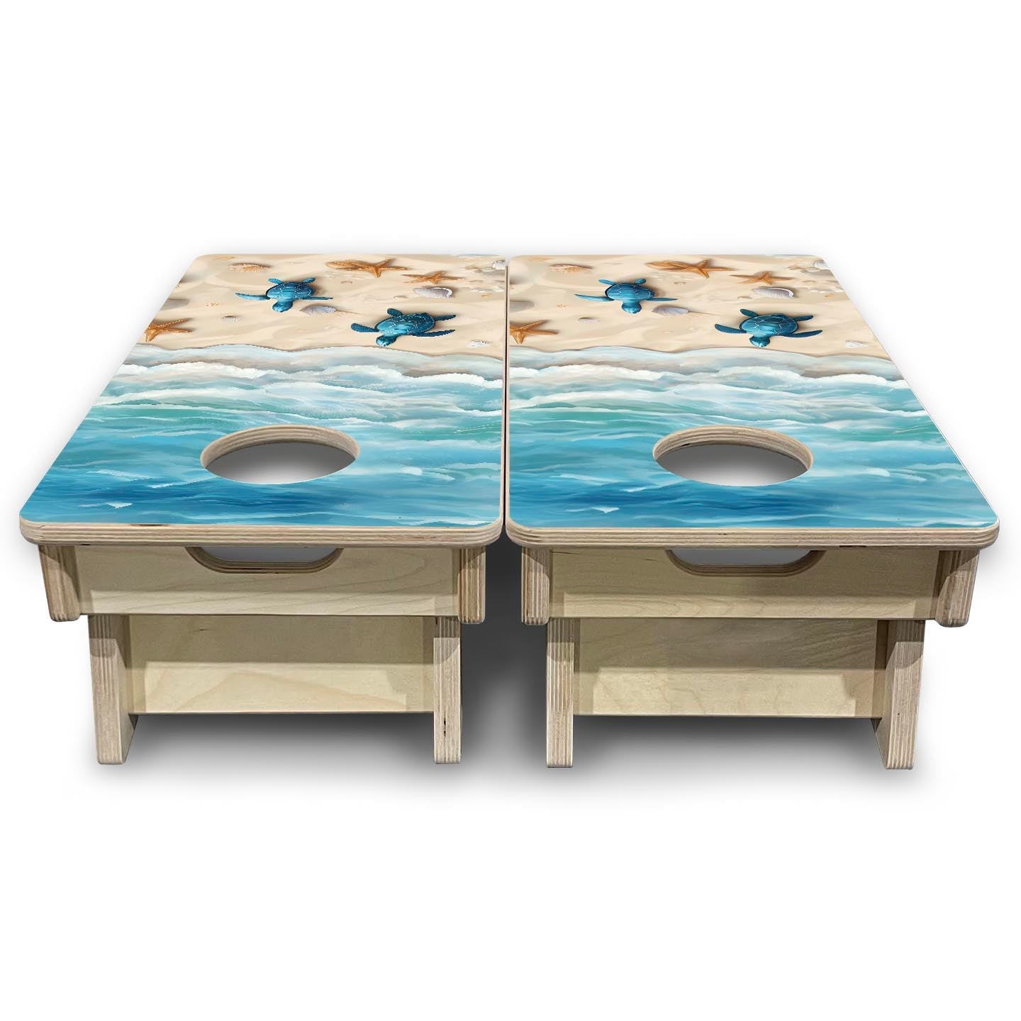 Sea Turtle Shores - Mini or Vacation Size Cornhole Boards Cornhole Solutions