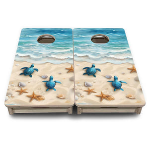 Sea Turtle Shores - Mini or Vacation Size Cornhole Boards Cornhole Solutions