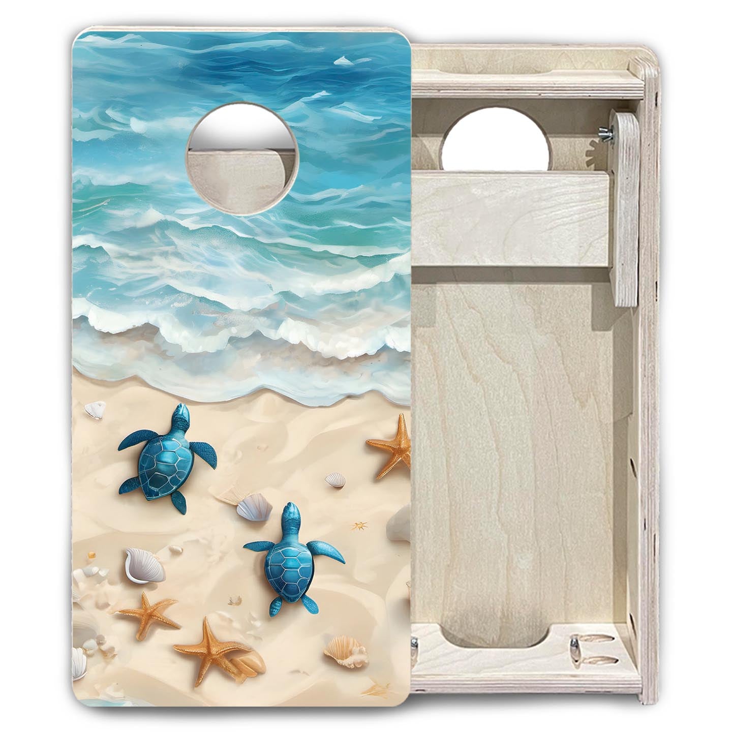 Sea Turtle Shores - Mini or Vacation Size Cornhole Boards Cornhole Solutions