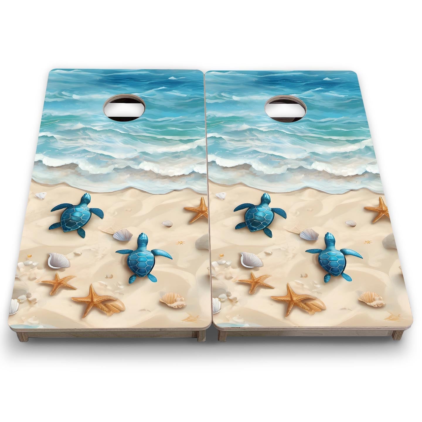 Sea Turtle Shores - Mini or Vacation Size Cornhole Boards Cornhole Solutions