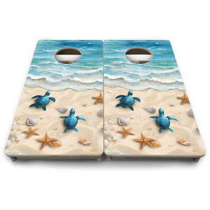 Sea Turtle Shores - Mini or Vacation Size Cornhole Boards Cornhole Solutions