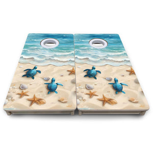 Sea Turtle Shores - Mini or Vacation Size Cornhole Boards Cornhole Solutions