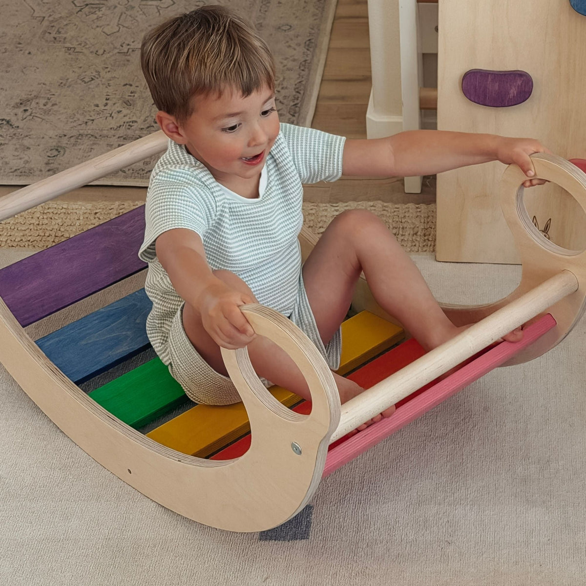 Climbing Arch by Bunny Hopkins, handcrafted wooden activity toy product and lifestyle photo 3