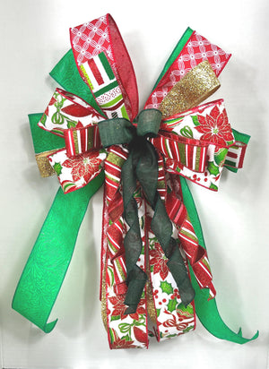 Christmas Holly Bow | Red & Green Wreath Decor by Bouge Creations, view 6