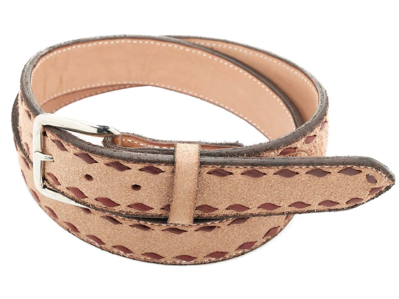 Roughout Buckstitch Belt 48 by Texas Saddlery, handmade leather goods main product photo