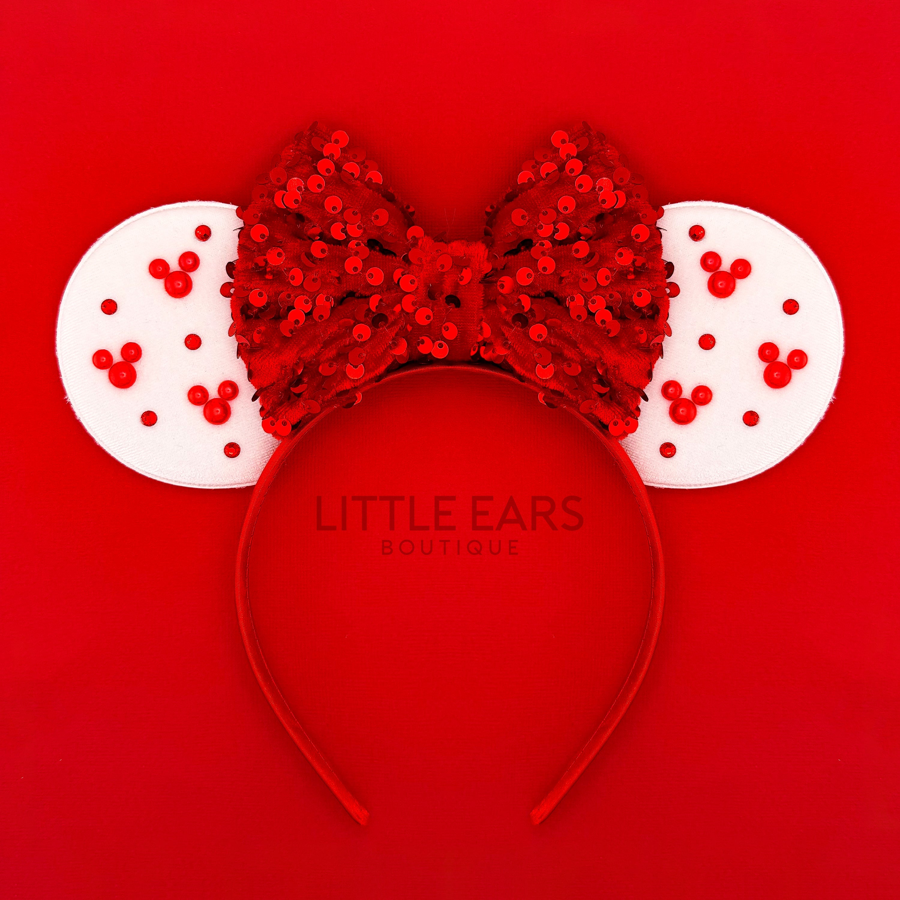 White Velvet Christmas Mickey Ears
