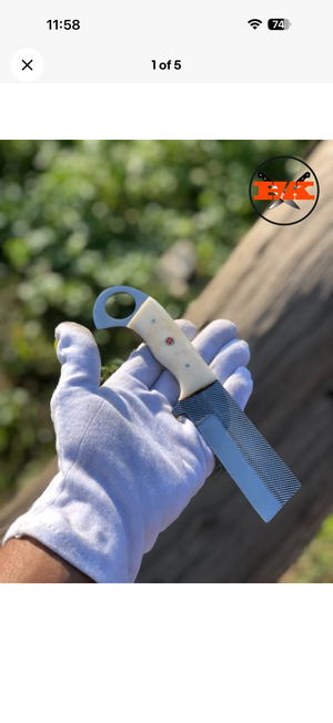 Rasp Steel Bone Bull Cutter with File Texture and Ring Handle