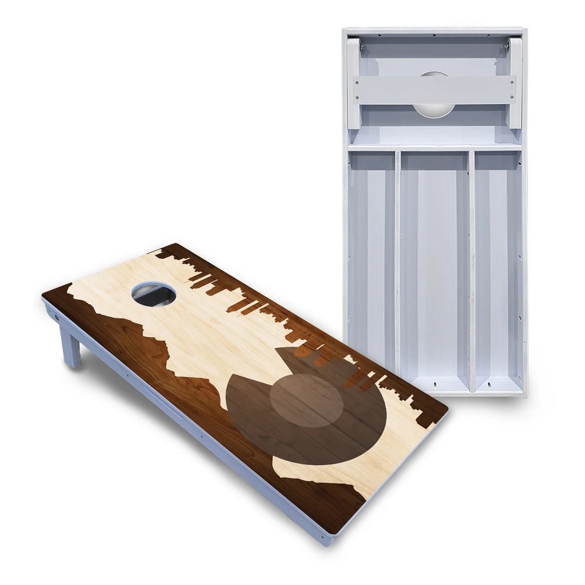 Colorado Natural Wood Skyline Cornhole Boards - All Weather Series