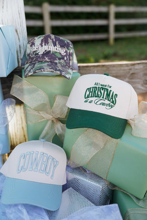 All I want for Christmas is a Cowboy - Green Vintage Trucker Hat by KenzKustomz, view 10