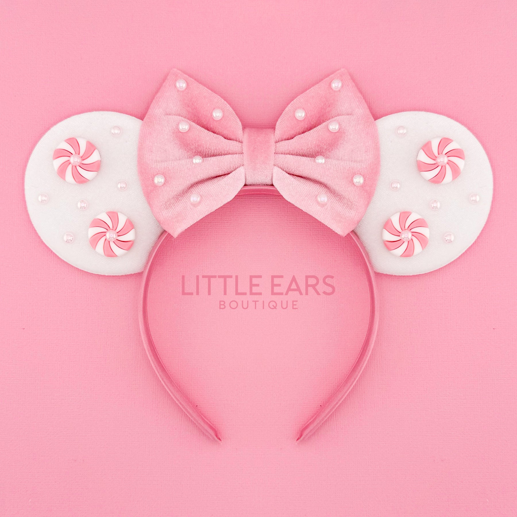 Pink Velvet Christmas Mickey Ears
