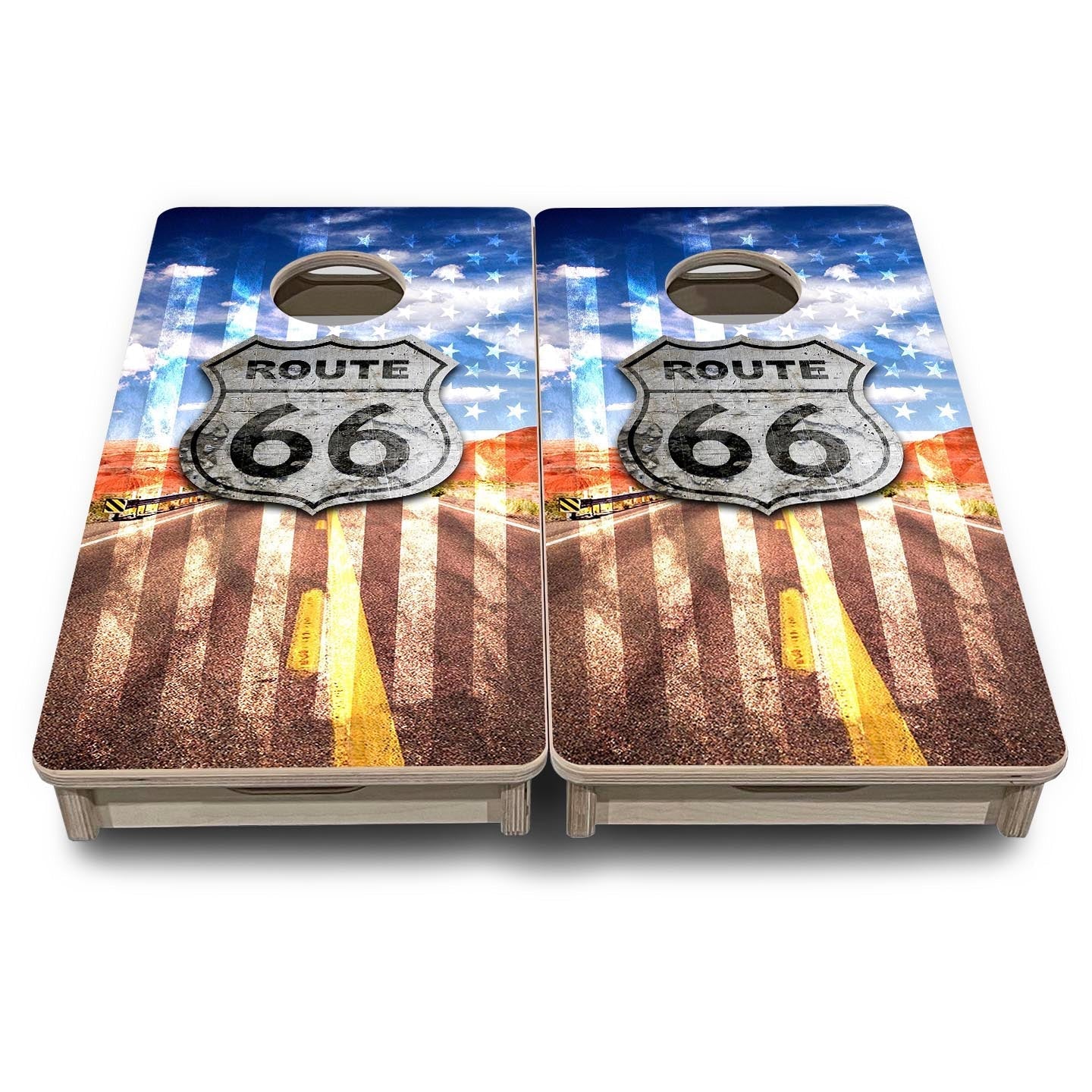Route 66 - Mini or Vacation Size Cornhole Boards Cornhole Solutions