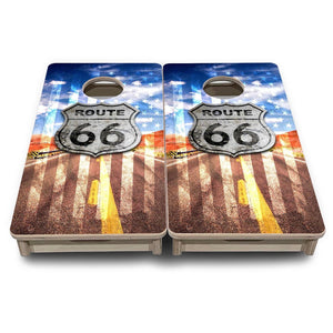 Route 66 - Mini or Vacation Size Cornhole Boards by Cornhole Solutions, custom cornhole board detail photo 2