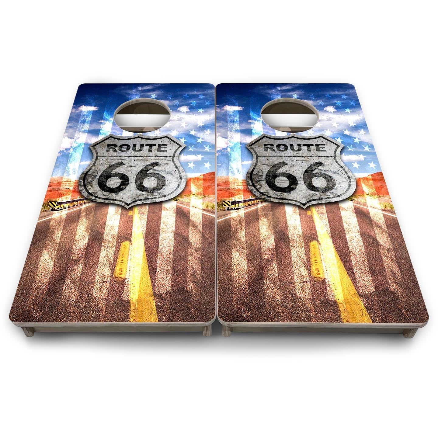 Route 66 - Mini or Vacation Size Cornhole Boards by Cornhole Solutions, custom cornhole board detail photo 9