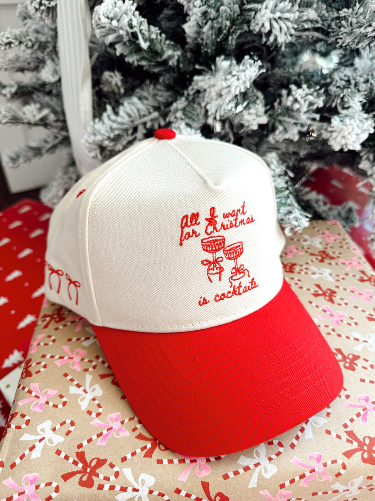 All I Want for Christmas is Cocktails - Red Vintage Trucker Hat by KenzKustomz, view 11
