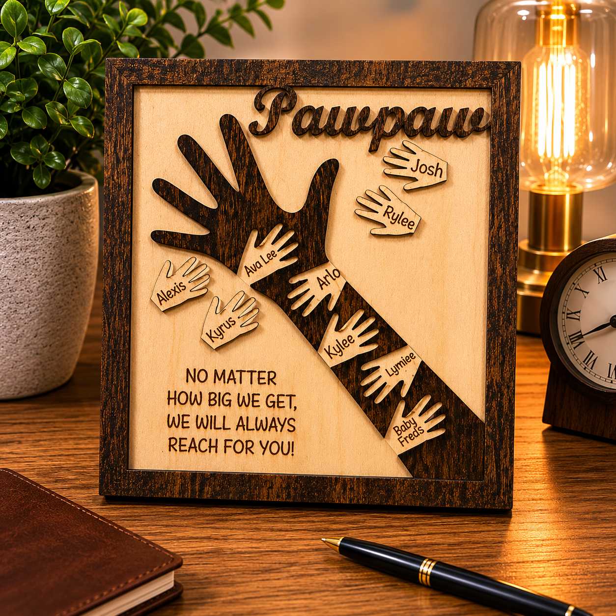 Personalized Reach for Daddy Wood Plaque with Children's Name