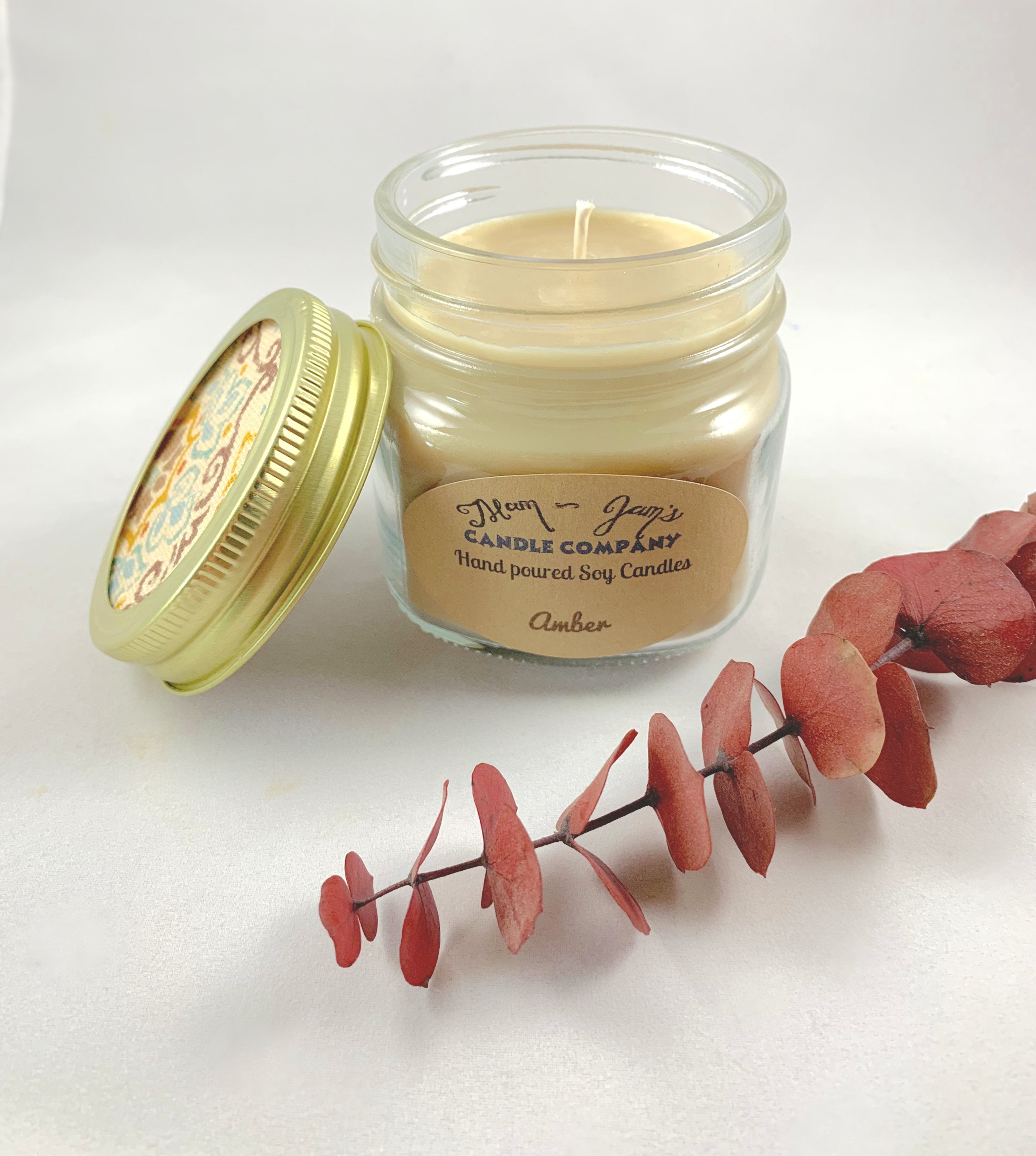 Amber soy candle and wax melts by Mam Jam’s Candle Company