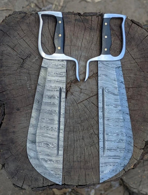 Wing Chun Butterfly Swords with Wood Grain Damascus Blades
