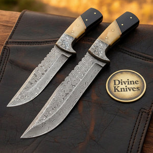 Horn and Bone Hunting Knife Pair by Divine Knives