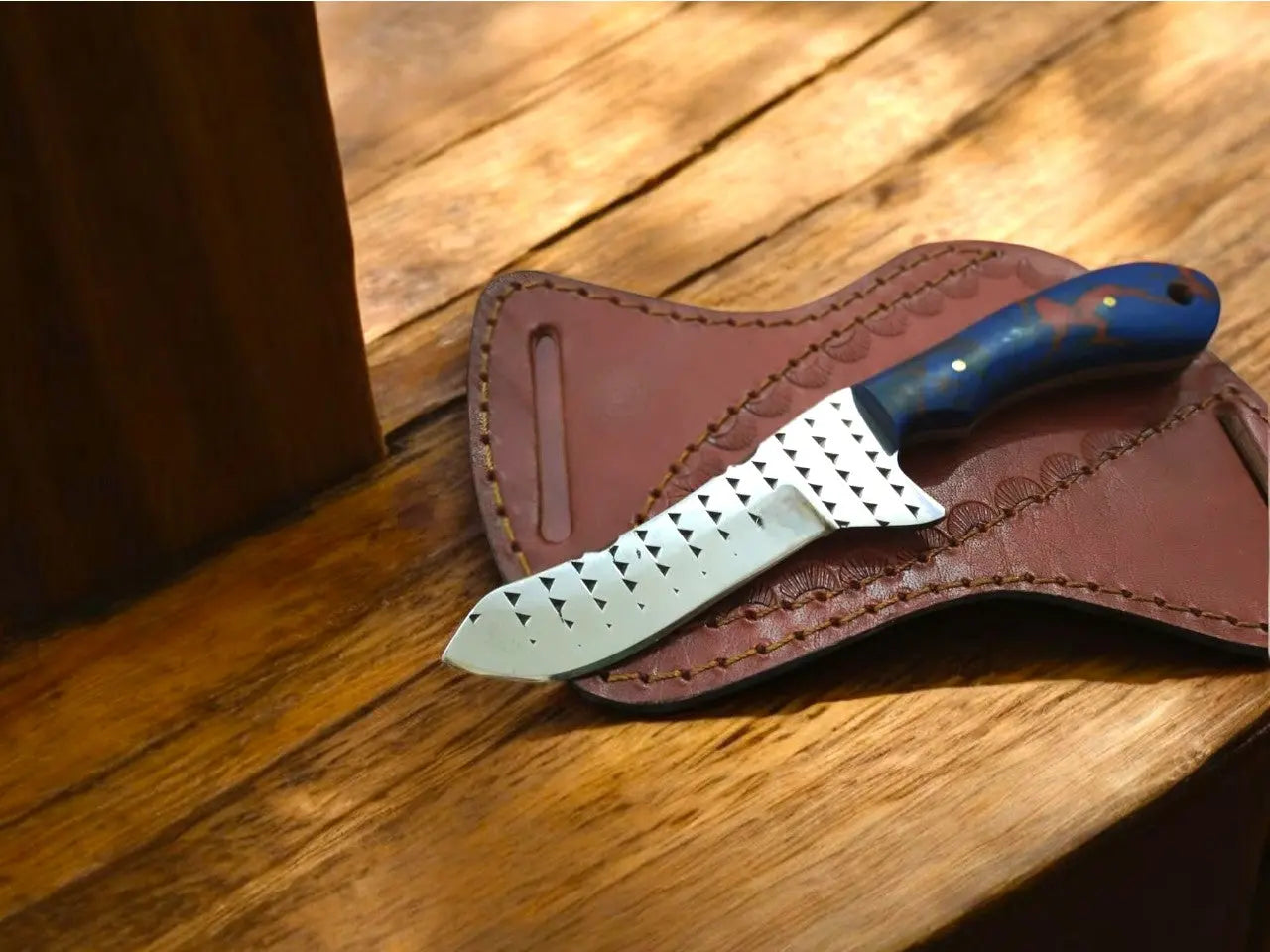 Adventure-Ready Western Belt Knife | Handmade 8-Inch by Damascus Knife Store, Damascus knife main product photo