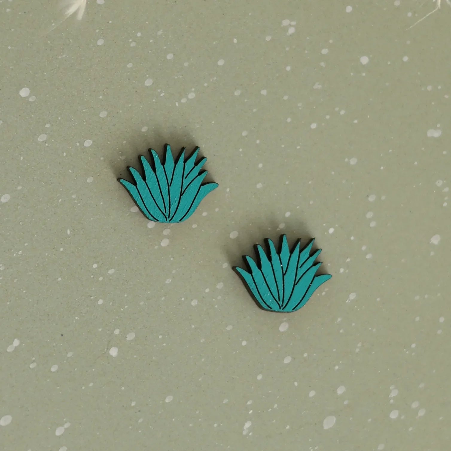 Agave Stud Earrings hand painted on lightweight wood by LE CHIC MIAMI
