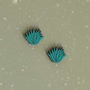 Agave Stud Earrings hand painted on lightweight wood by LE CHIC MIAMI