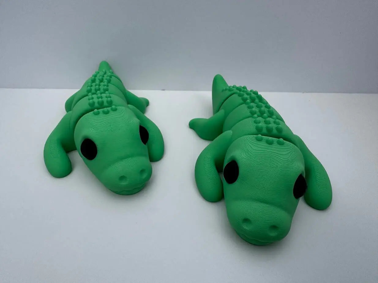 Two Green Alligator Fidget Toys - 3D Printed Sensory Toy Handmade by Mushroom Lady Co at Main Street Collective.