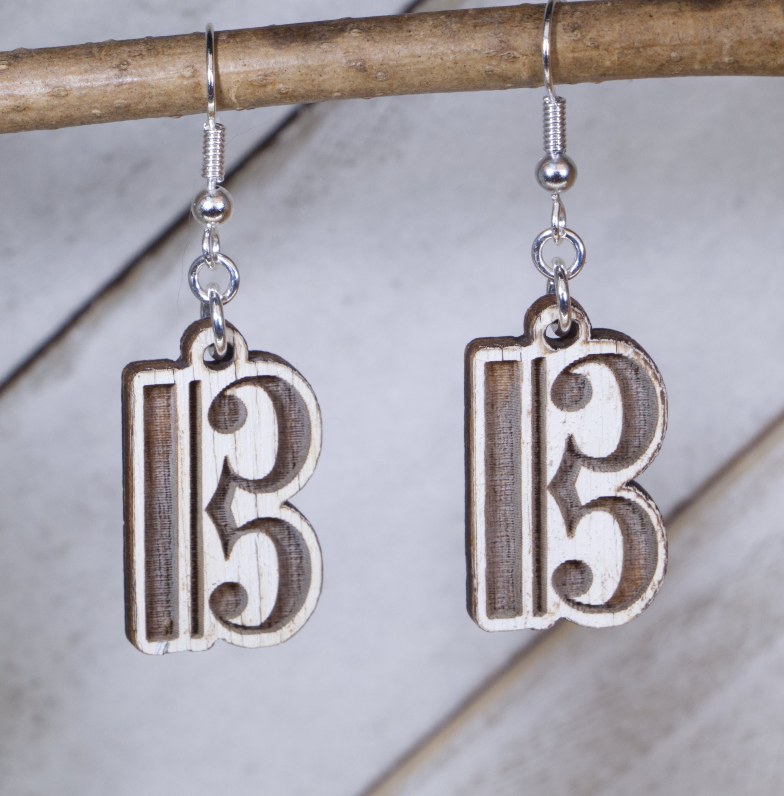 Alto Clef Wooden Dangle Earrings | Viola Music Jewelry Gift