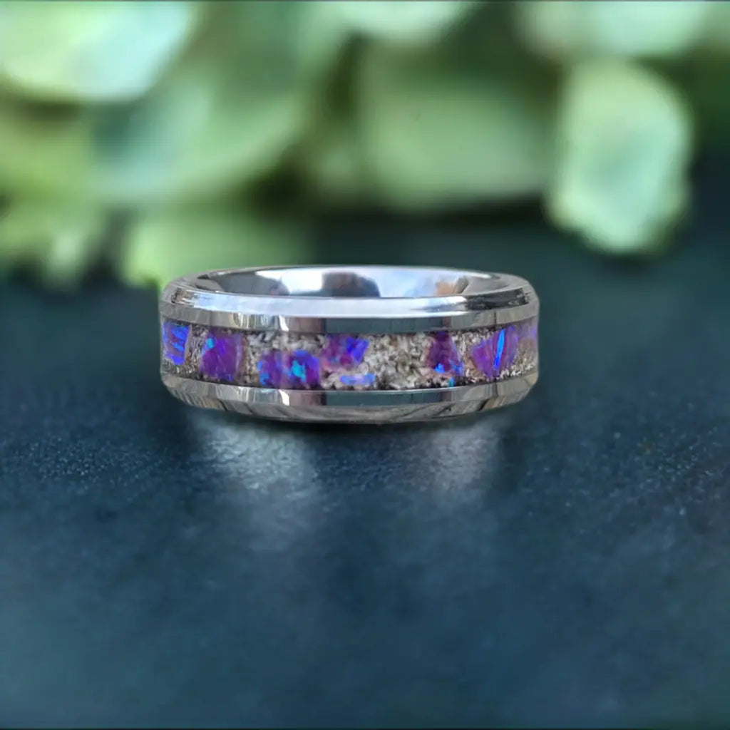 Amethyst Opal & Ashes Ring by Cotton Street Art Company, handmade jewelry main product photo