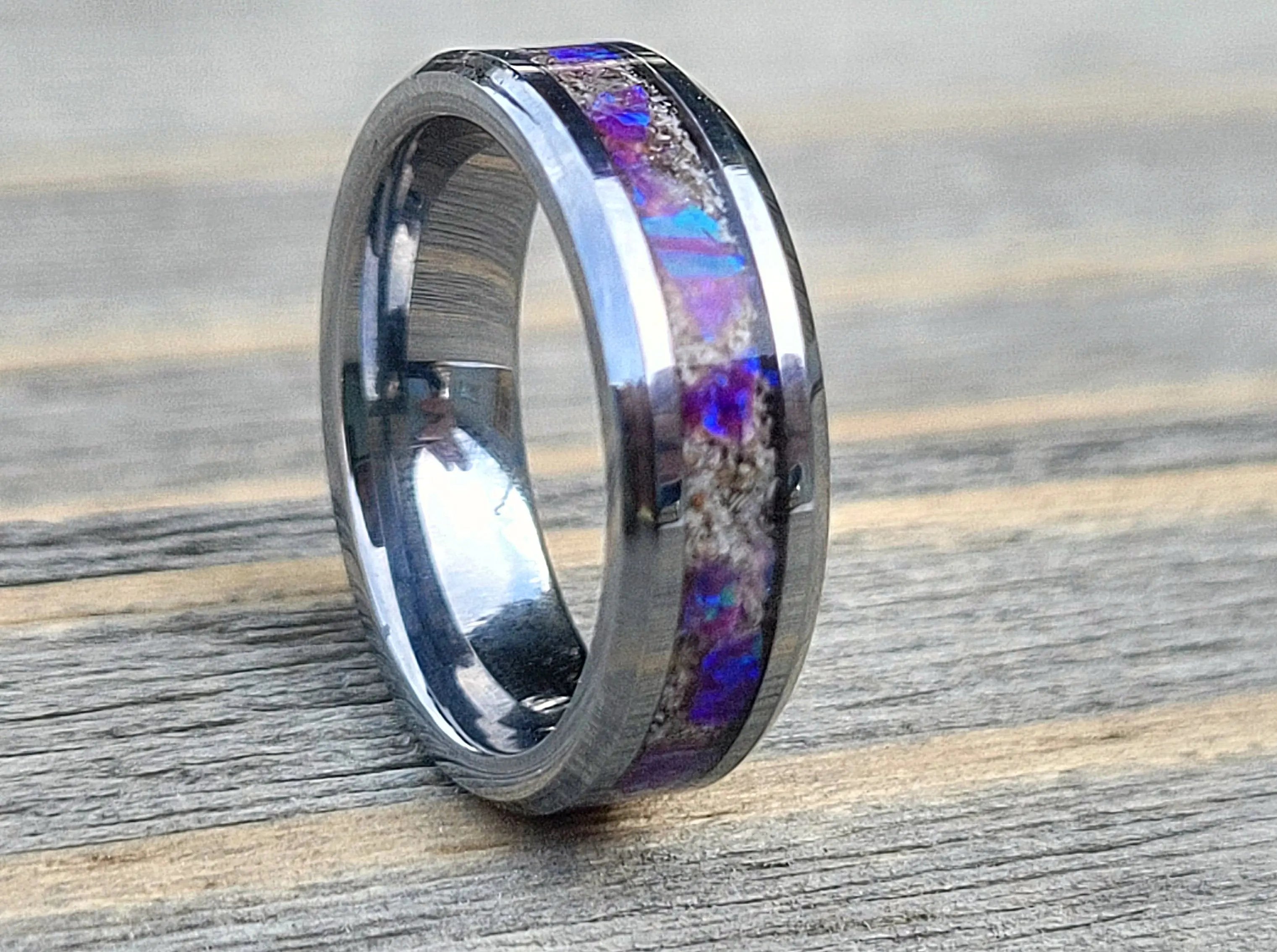 Amethyst Opal & Ashes Ring by Cotton Street Art Company, handmade jewelry detail photo 2