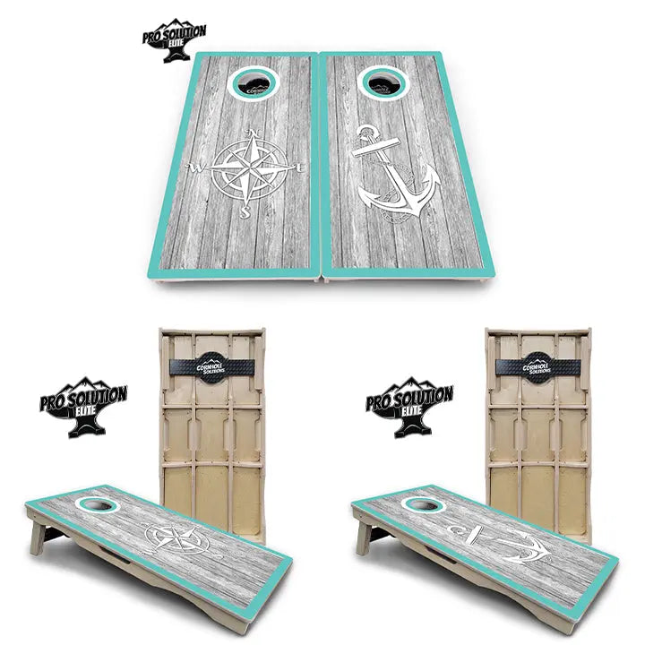 Anchor & Compass Cornhole Boards - Pro Solution Elite Series by Cornhole Solutions, custom cornhole board main product photo