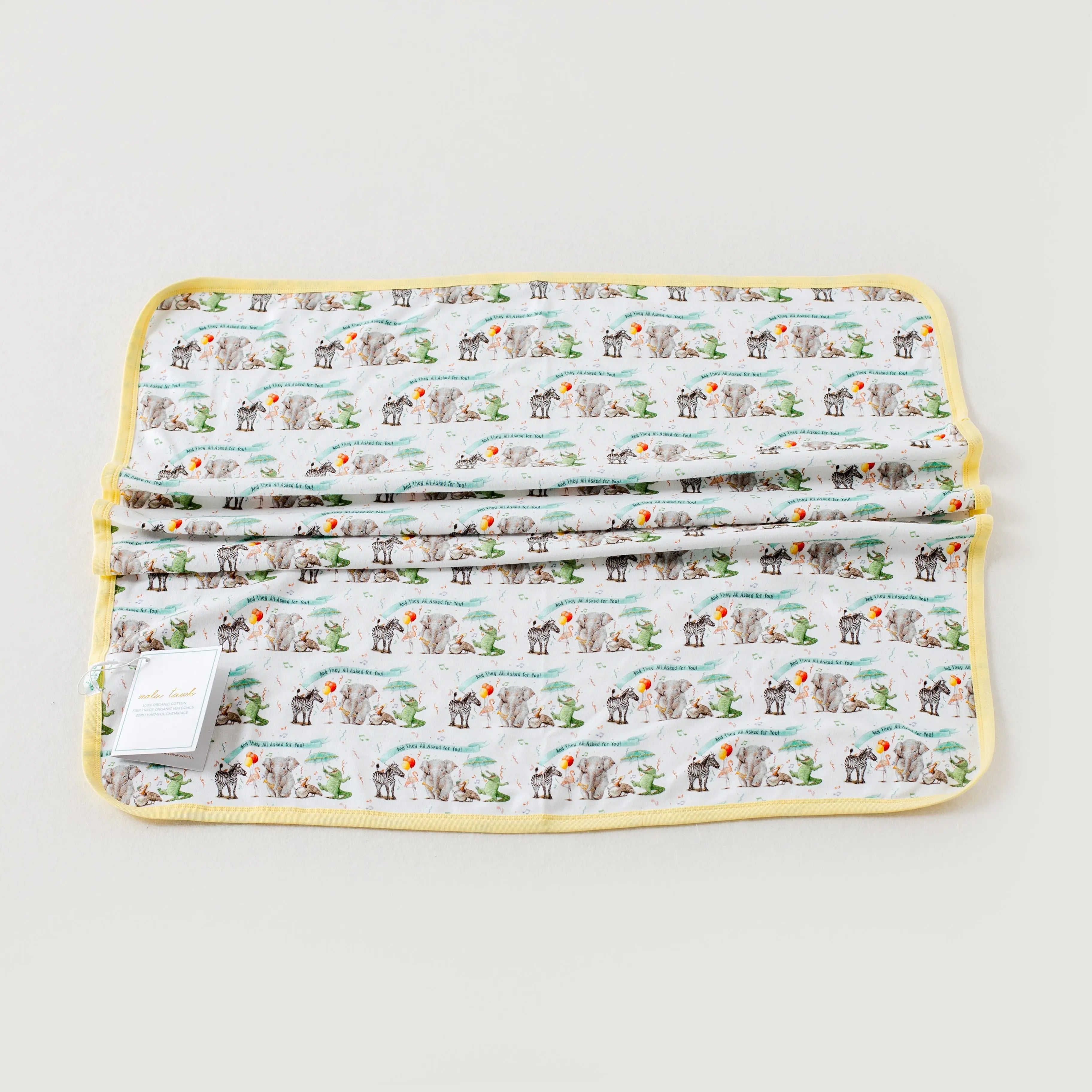 And They All Asked for You Organic Cotton Zoo Baby Blanket by Nola Tawk, children's boutique clothing main product photo