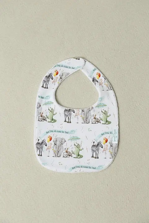 And They All Asked for You Organic Cotton Zoo Bib by Nola Tawk, children's boutique clothing main product photo