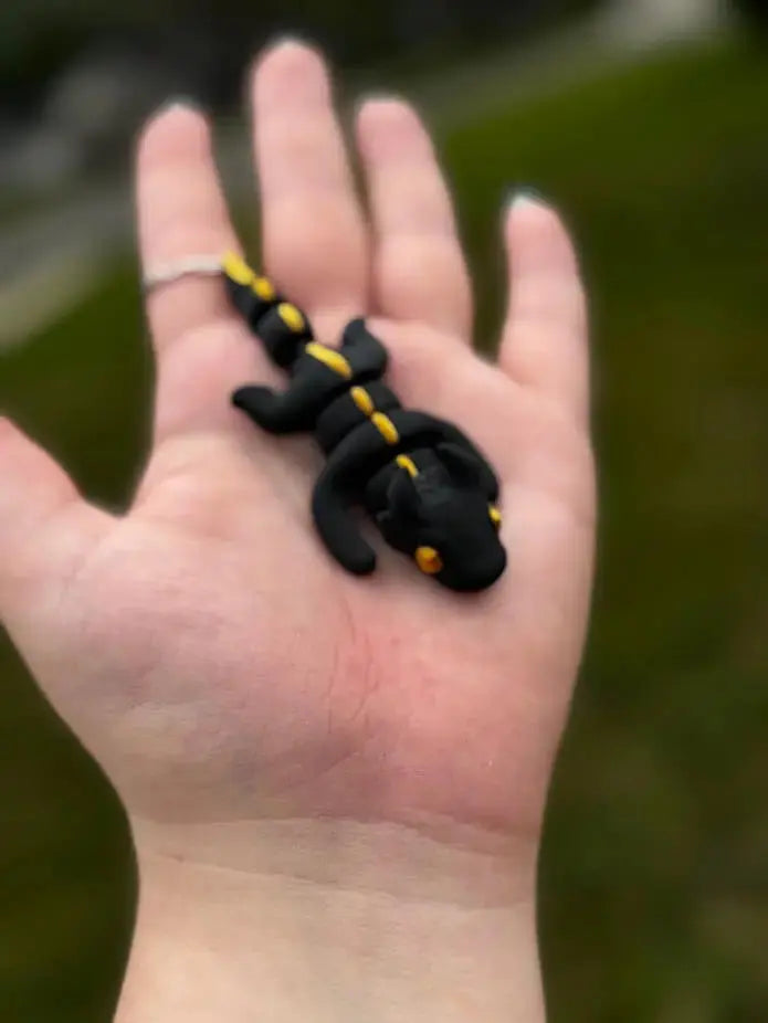 Salamander Necklace, Handmade Polymer Clay Jewelry on Hand - Fire Salamander Pendant