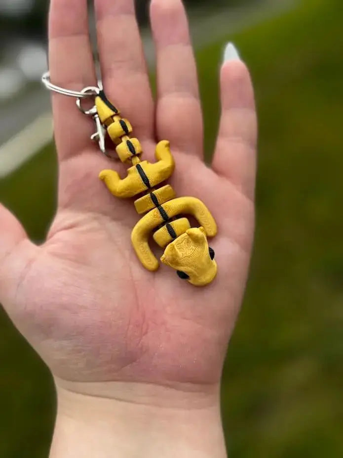 3D Printed Yellow Lizard Keychain - Mushroom Lady Co. Animal Keyring, Handmade