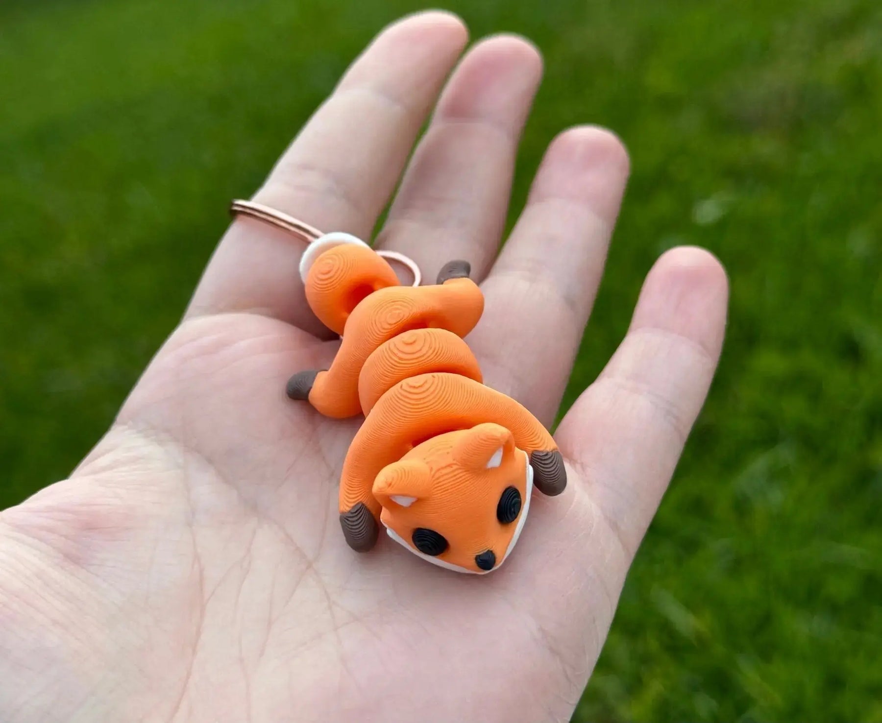 3D Printed Fox Keychain: Handmade Animal Keychain with Ring & Carabiner Clip - Mississippi Made
