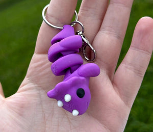 Purple 3D Printed Animal Keychain - Handmade Fantasy Creature with Keyring & Carabiner Clip