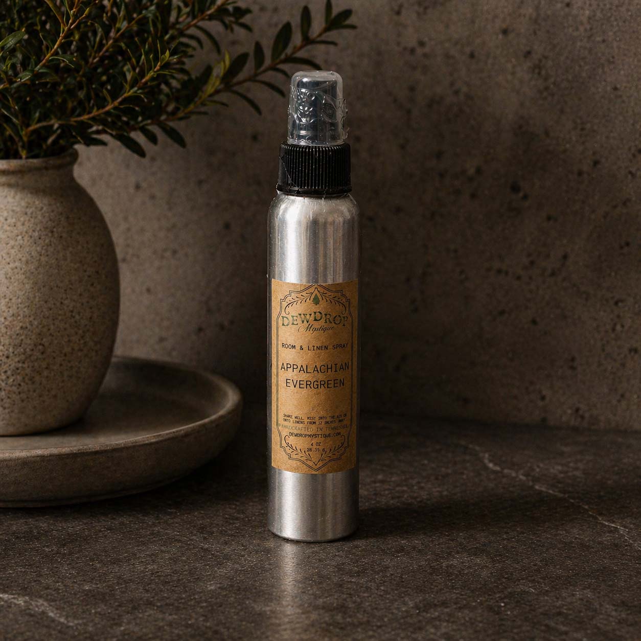 Appalachian Evergreen Room Spray by Dewdrop Mystique LLC, scented candle main product photo