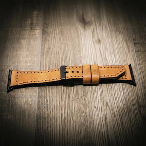 Full grain leather Apple Watch band with stitching