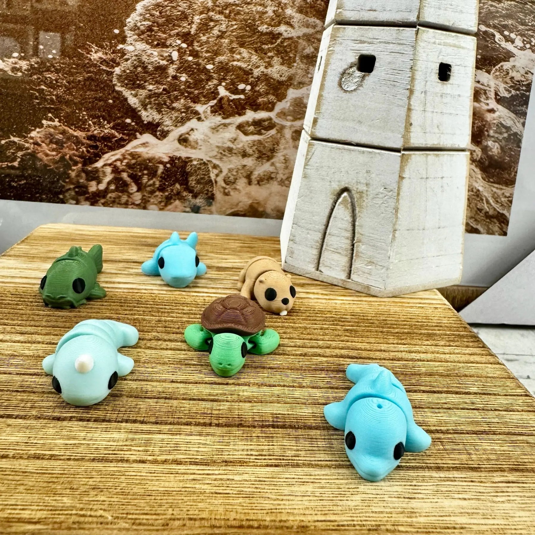 Aquatic Adventures Mini Fidget Toy Bundle | 3D Printed Sea Animal Toys by Mushroom Lady Co, paper gift detail photo 2