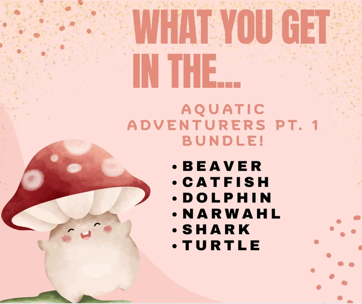 Aquatic Adventures Mini Fidget Toy Bundle | 3D Printed Sea Animal Toys by Mushroom Lady Co, paper gift detail photo 3