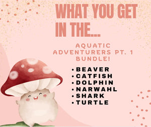 Aquatic Adventures Mini Fidget Toy Bundle | 3D Printed Sea Animal Toys by Mushroom Lady Co, paper gift detail photo 3