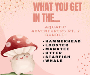 Aquatic Adventures Part 2 Mini Fidget Bundle | 3D Printed Ocean Toys by Mushroom Lady Co, paper gift detail photo 4